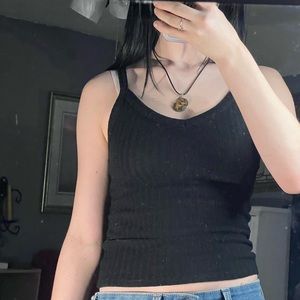 AMERICAN EAGLE PLANK BLACK TANK TOP CROP TOP